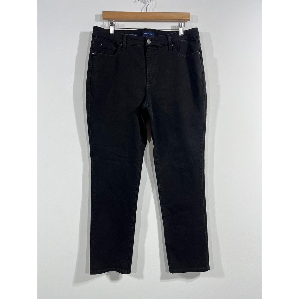 Charter Club Lexington Straight Leg Jeans Black Womens 16 Stretch Denim Mature